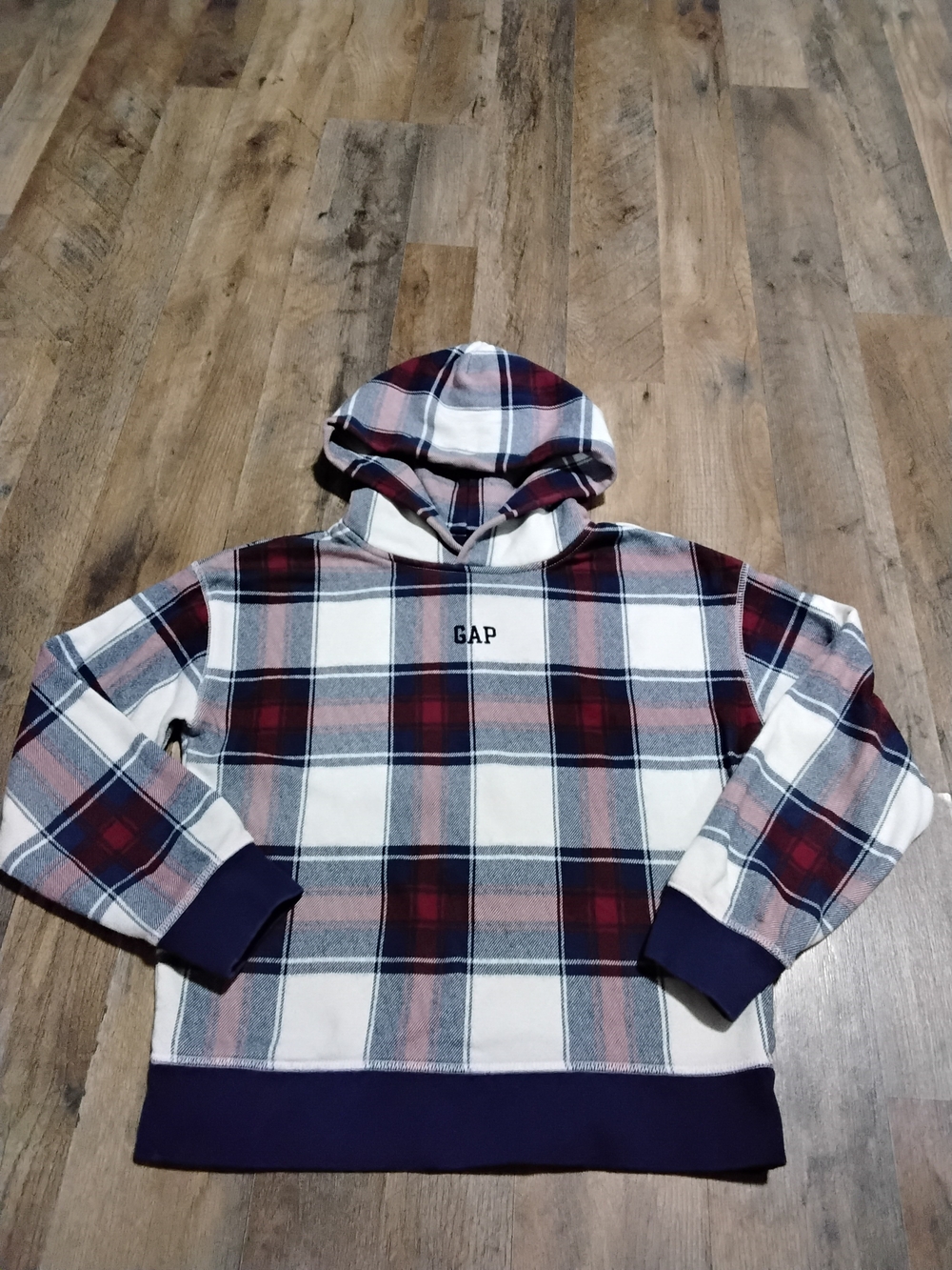GAP Plaid Hooded Jacket - Red, Navy & White